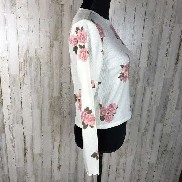 BP Nordstrom Thermal Rose Floral Top Waffle Knit S - Picture 3 of 6